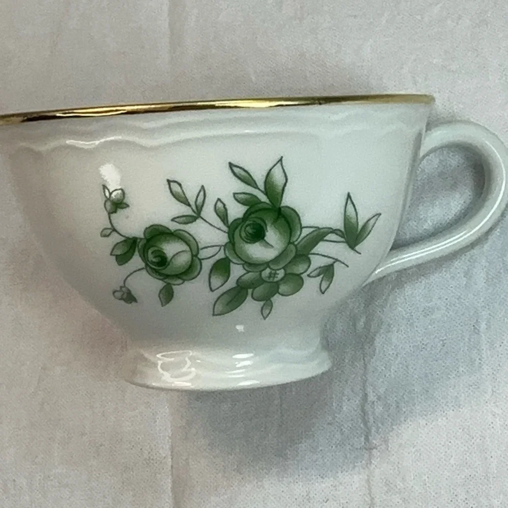 Richard Ginori Demitasse Coffee Tea Set Green Rose 15pc Espresso Service For 6 - Picture 7 of 16